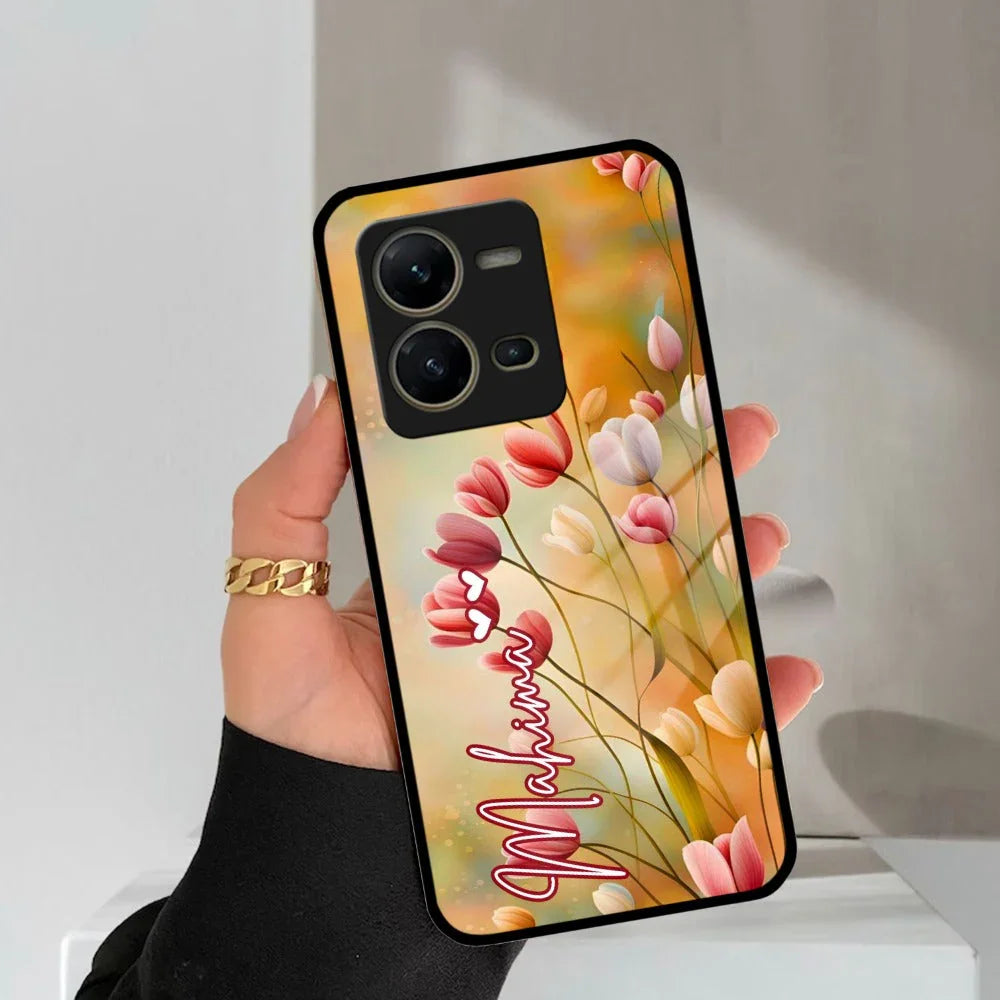 Tulip Floral Glass Case Cover For Vivo - ShopOnCliQ
