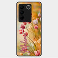 Tulip Floral Glass Case Cover For Vivo V27 5G