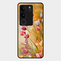 Tulip Floral Glass Case Cover For Vivo V29 5G