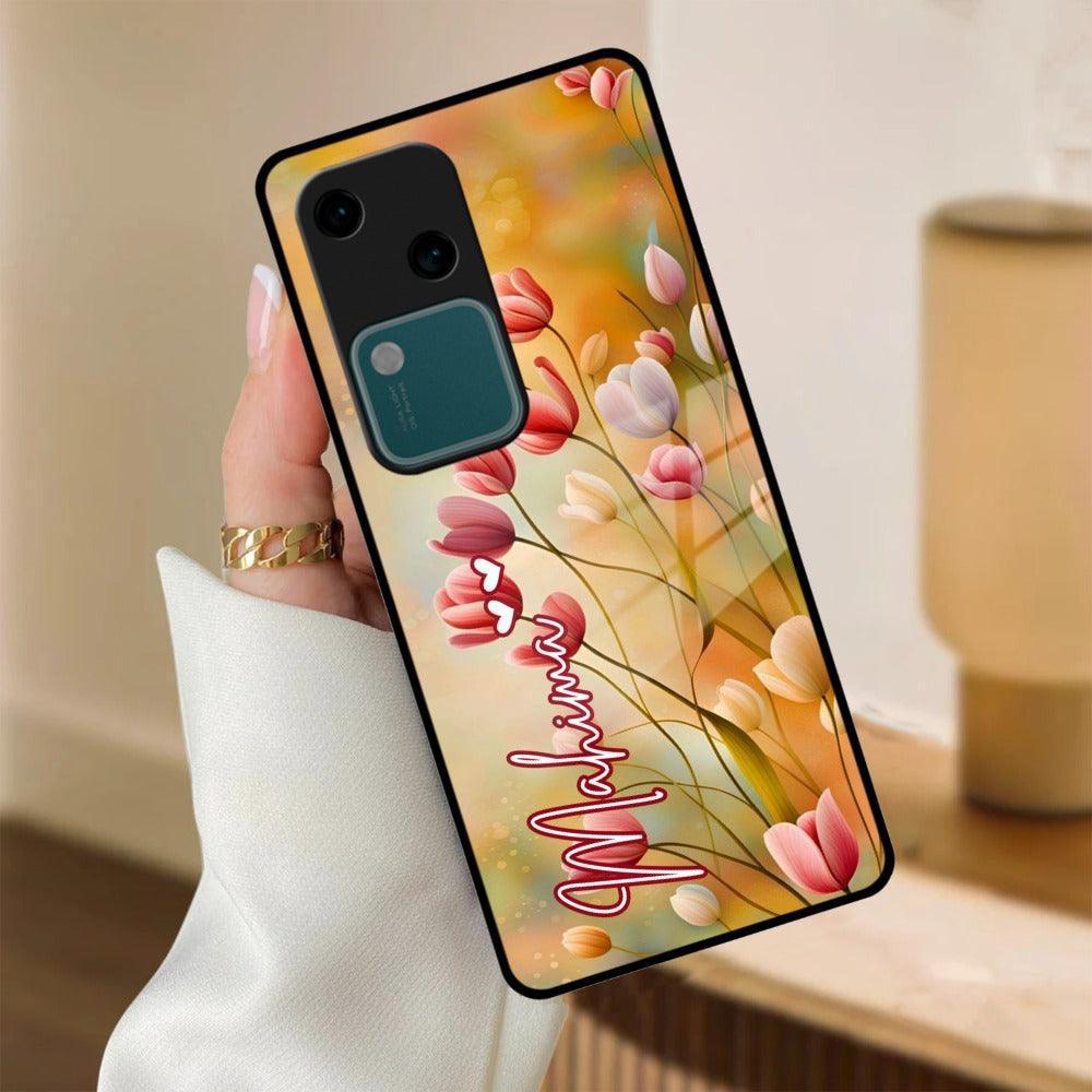 Tulip Floral Glass Case Cover For Vivo - ShopOnCliQ