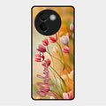 Tulip Floral Glass Case Cover For Vivo V30E 5G