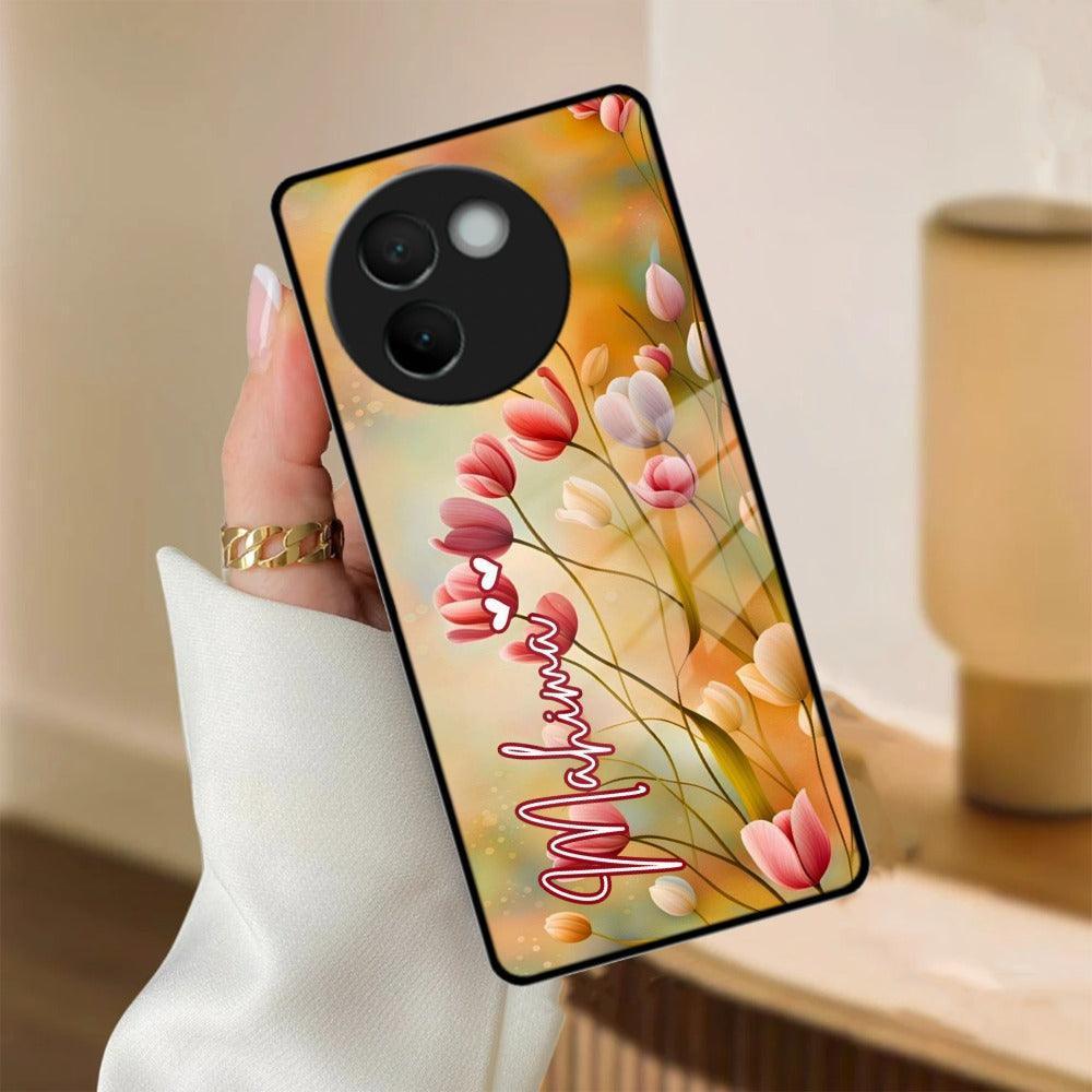 Tulip Floral Glass Case Cover For Vivo - ShopOnCliQ