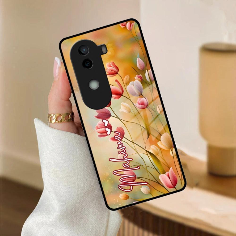 Tulip Floral Glass Case Cover For Vivo - ShopOnCliQ