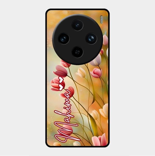 Tulip Floral Glass Case Cover For Vivo X100 Pro 5G