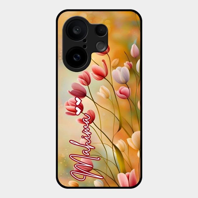 Tulip Floral Glass Case Cover For Vivo X200 Fe 5G