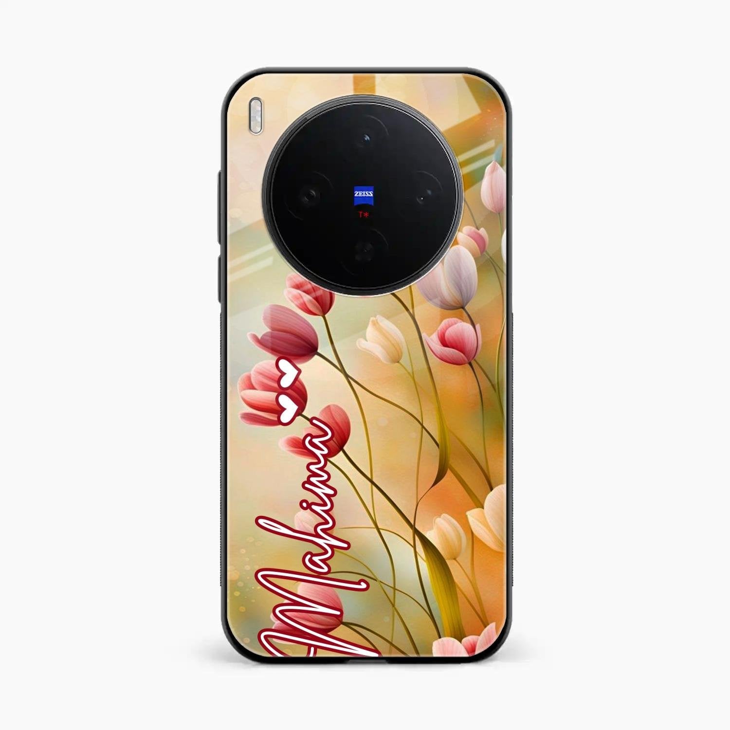 Tulip Floral Glass Case Cover For Vivo X300 5G