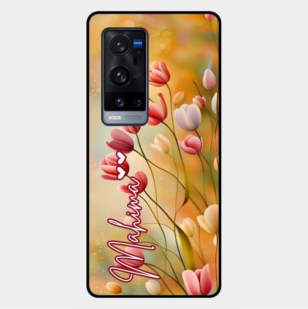 Tulip Floral Glass Case Cover For Vivo X60 Pro Plus 5G