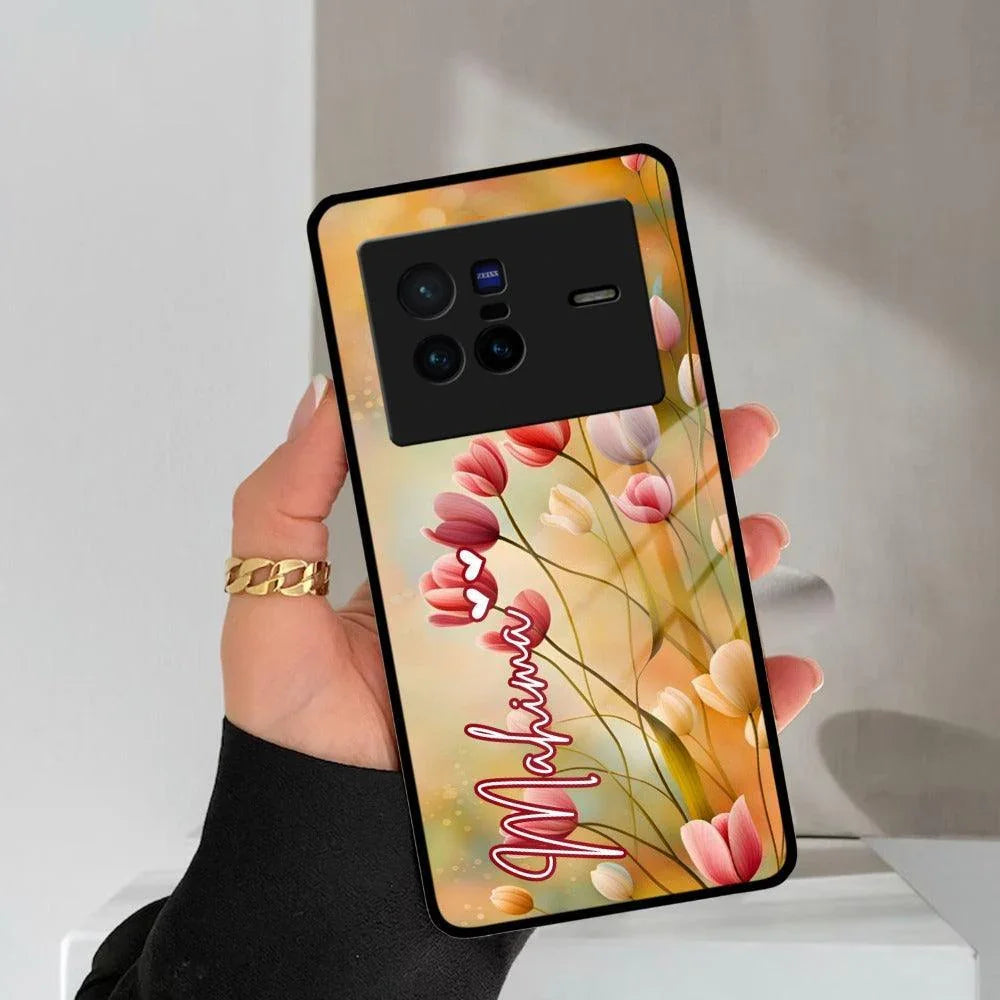 Tulip Floral Glass Case Cover For Vivo - ShopOnCliQ