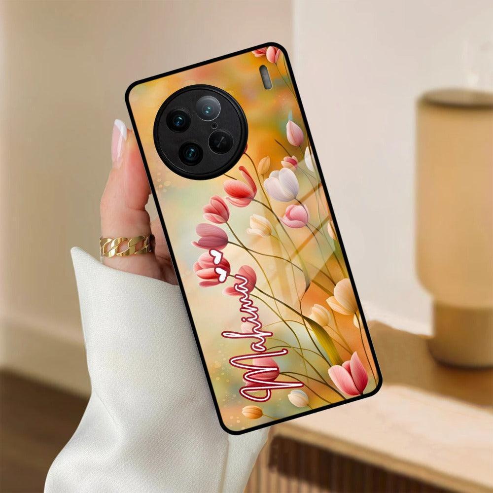 Tulip Floral Glass Case Cover For Vivo - ShopOnCliQ