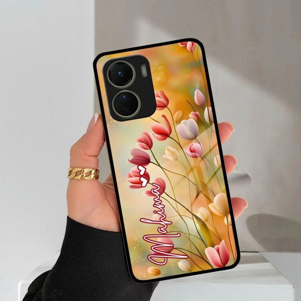 Tulip Floral Glass Case Cover For Vivo - ShopOnCliQ