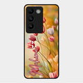 Tulip Floral Glass Case Cover For Vivo Y200E 5G