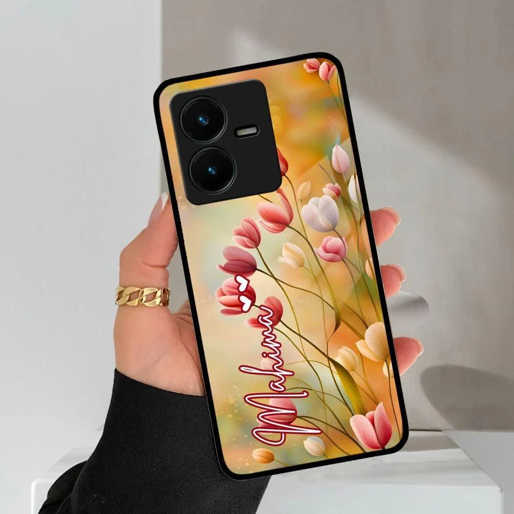 Tulip Floral Glass Case Cover For Vivo - ShopOnCliQ