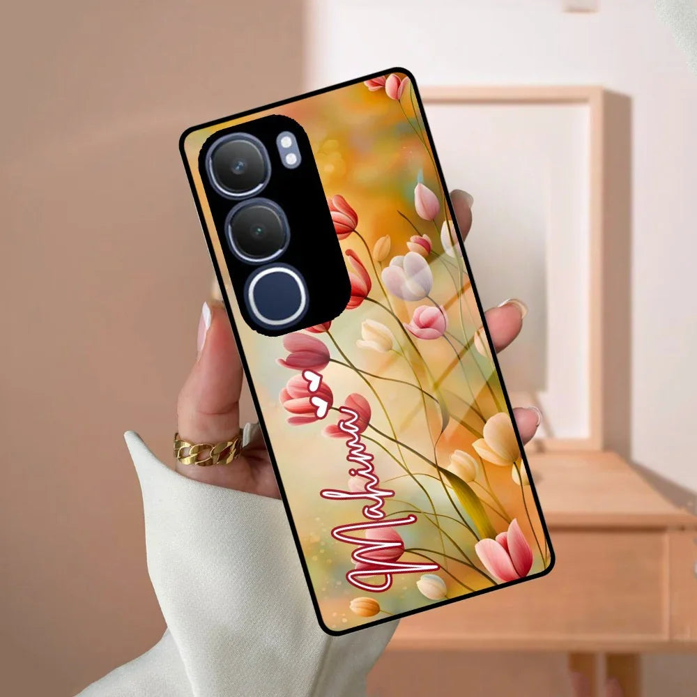 Tulip Floral Glass Case Cover For Vivo - ShopOnCliQ