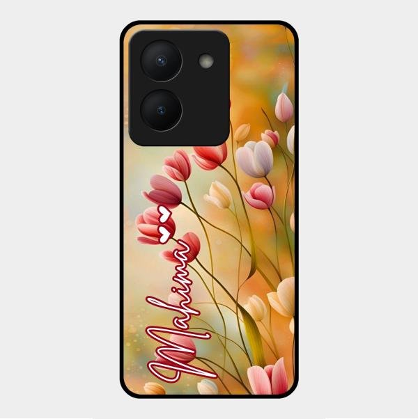 Tulip Floral Glass Case Cover For Vivo Y36