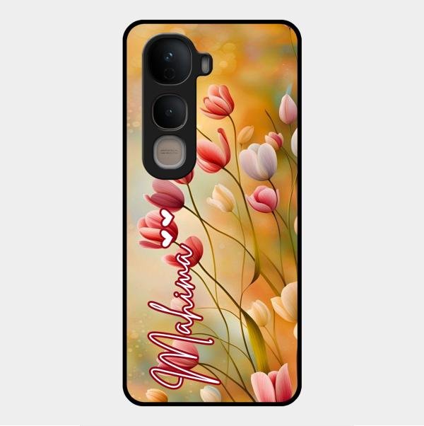 Tulip Floral Glass Case Cover For Vivo Y400 5G