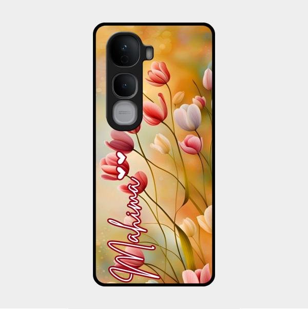 Tulip Floral Glass Case Cover For Vivo Y400 Pro 5G