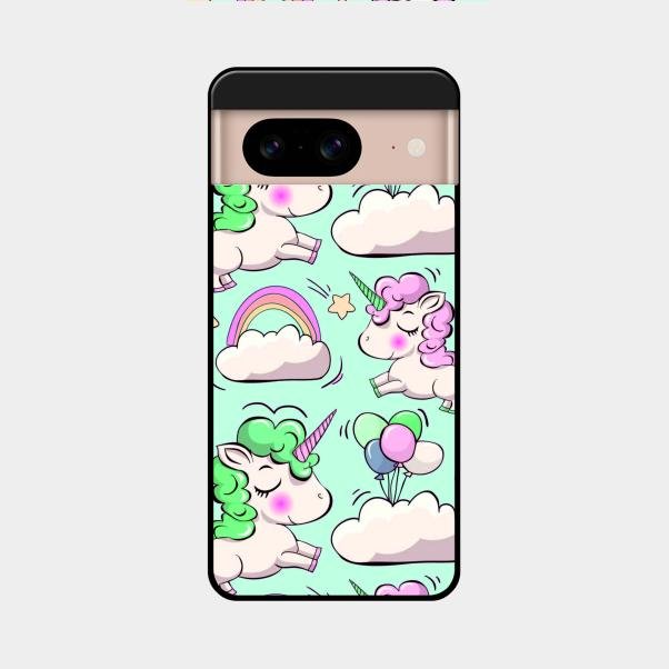 Unicorn Print Glossy Metal Case Cover For Google Pixel 8 5G