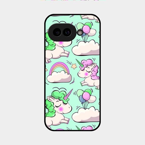 Unicorn Print Glossy Metal Case Cover For Google Pixel 9A 5G