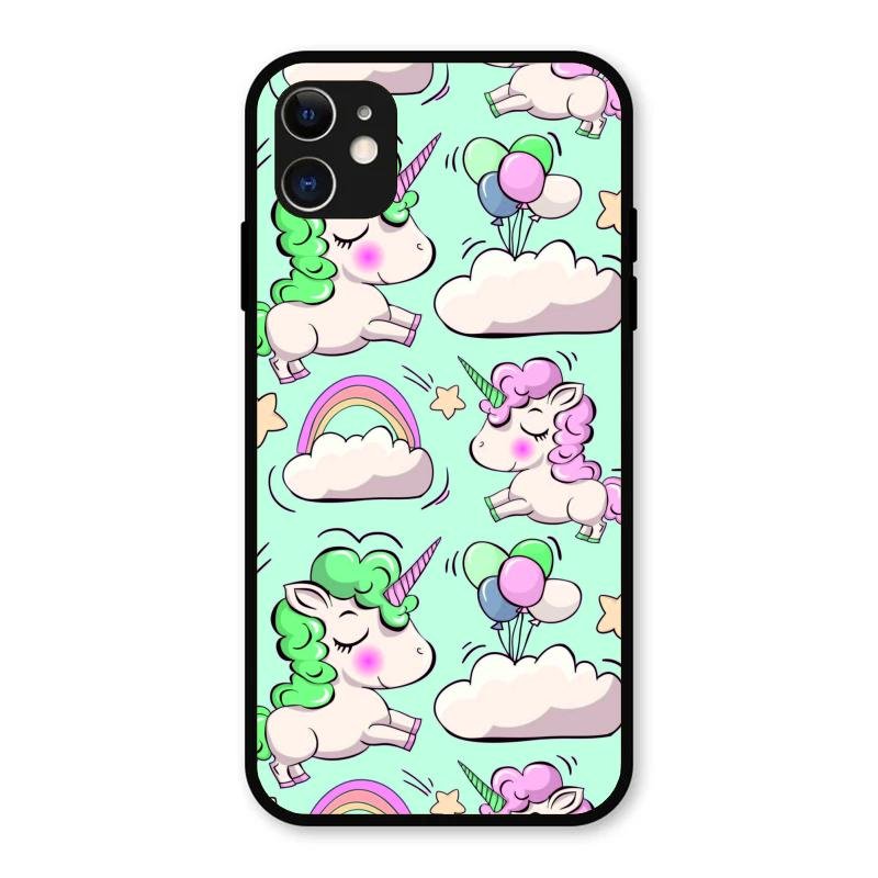 Unicorn Print Glossy Metal Case Cover For iPhone 11