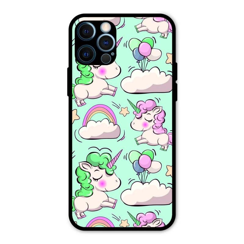 Unicorn Print Glossy Metal Case Cover For iPhone 12 Pro