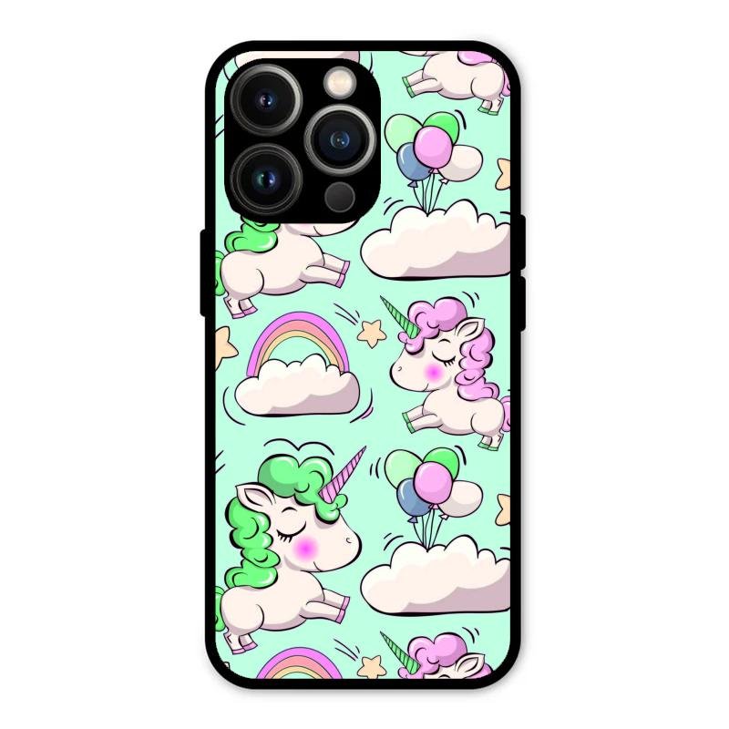 Unicorn Print Glossy Metal Case Cover For iPhone 13 Pro