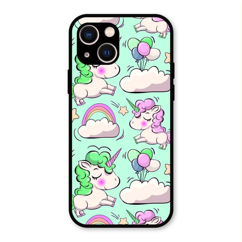 Unicorn Print Glossy Metal Case Cover For iPhone 13