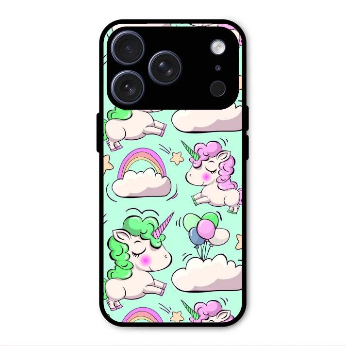 Unicorn Print Glossy Metal Case Cover For iPhone 17 Pro