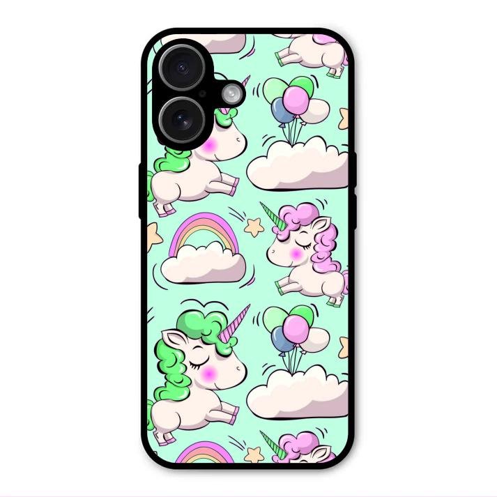 Unicorn Print Glossy Metal Case Cover For iPhone 17