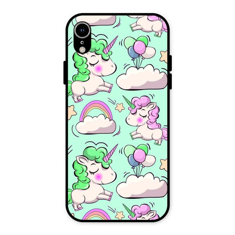 Unicorn Print Glossy Metal Case Cover For iPhone XR