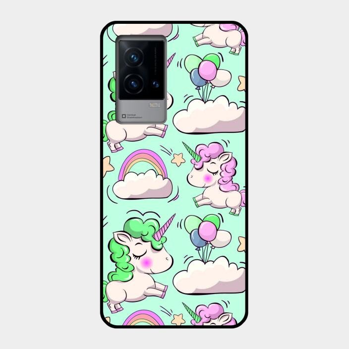 Unicorn Print Glossy Metal Case Cover For Iqoo 9 5G