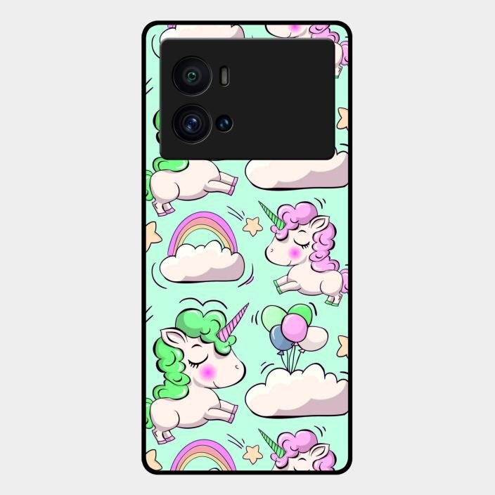 Unicorn Print Glossy Metal Case Cover For Iqoo 9 Pro 5G