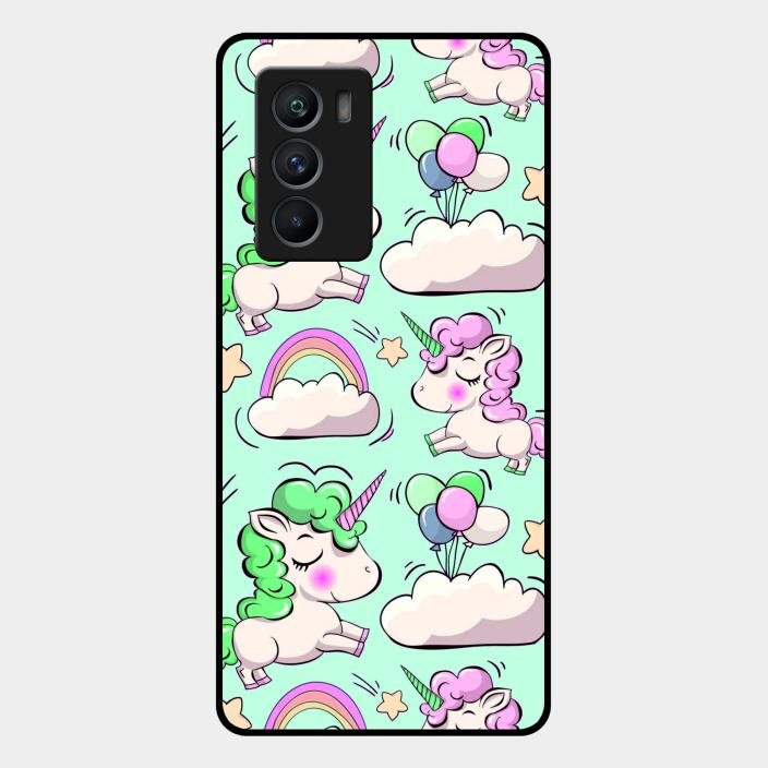 Unicorn Print Glossy Metal Case Cover For Iqoo 9 Se 5G