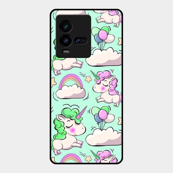 Unicorn Print Glossy Metal Case Cover For Iqoo 9T 5G