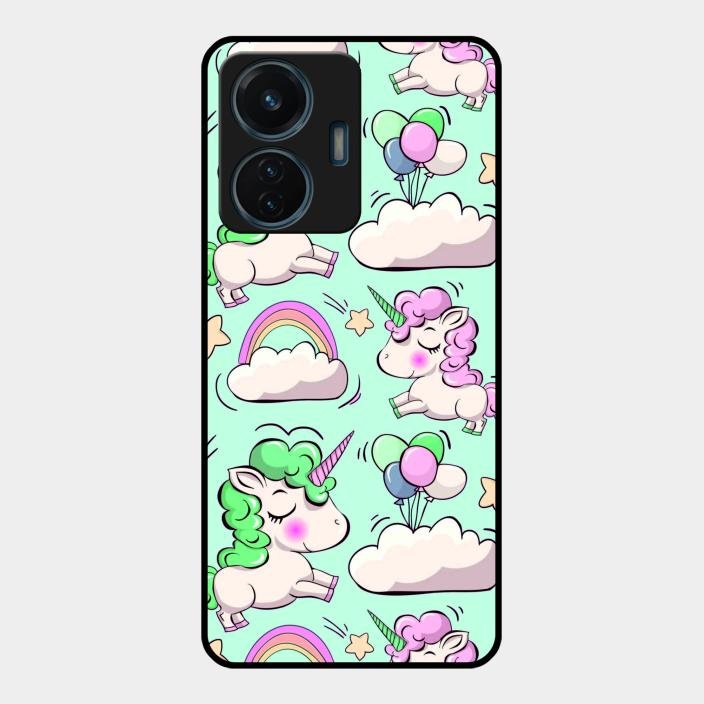 Unicorn Print Glossy Metal Case Cover For Iqoo Z6 Lite 5G
