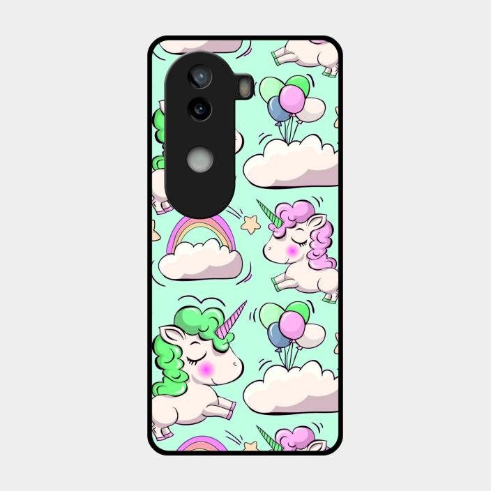 Unicorn Print Glossy Metal Case Cover For Iqoo Z9S 5G