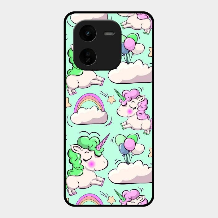 Unicorn Print Glossy Metal Case Cover For Iqoo Z9X 5G