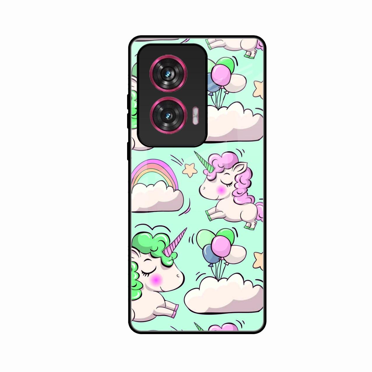 Unicorn Print Glossy Metal Case Cover For Motorola G85 5G