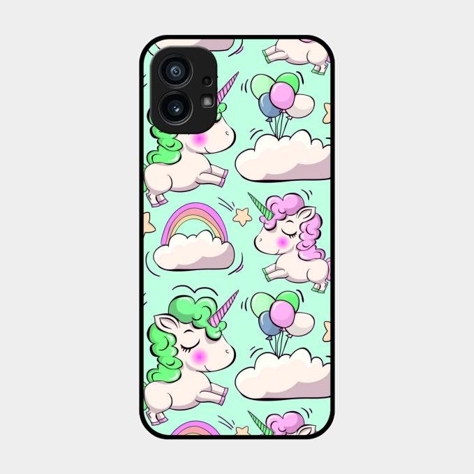 Unicorn Print Glossy Metal Case Cover For Nothing Phone 1
