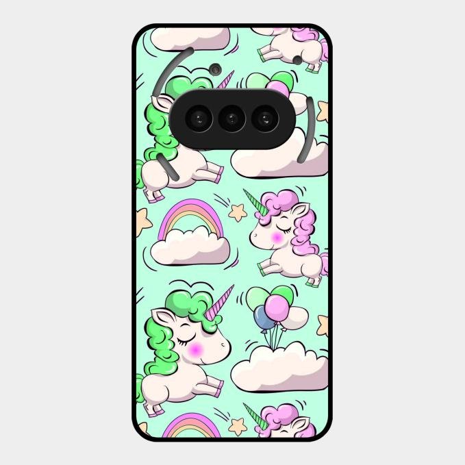 Unicorn Print Glossy Metal Case Cover For Nothing Phone 3A 5G