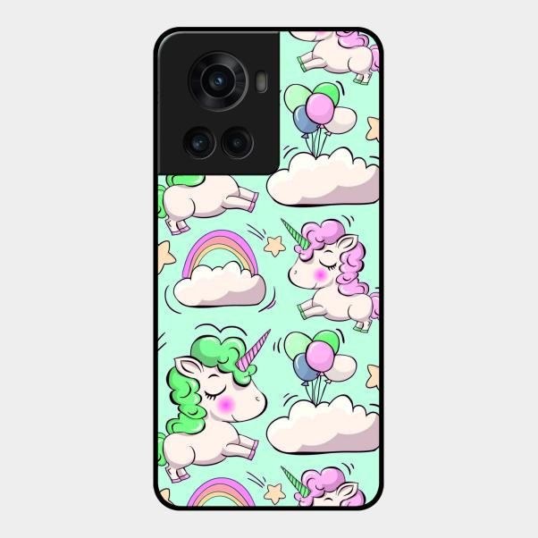 Unicorn Print Glossy Metal Case Cover For Oneplus 10R 5G