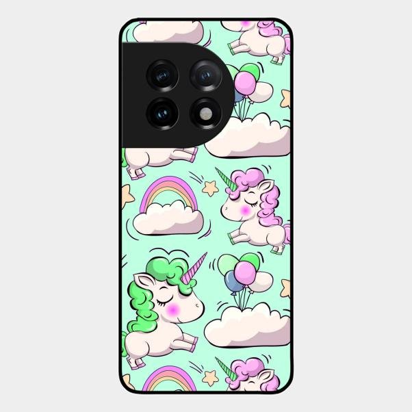 Unicorn Print Glossy Metal Case Cover For Oneplus 11 5G