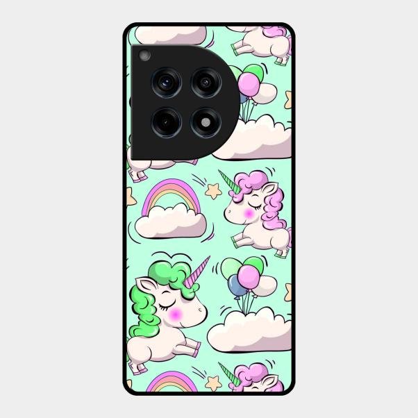 Unicorn Print Glossy Metal Case Cover For Oneplus 12R 5G