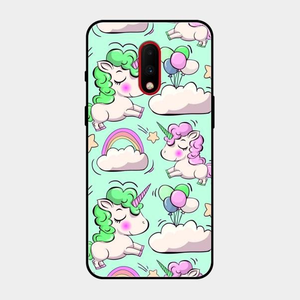 Unicorn Print Glossy Metal Case Cover For Oneplus 7