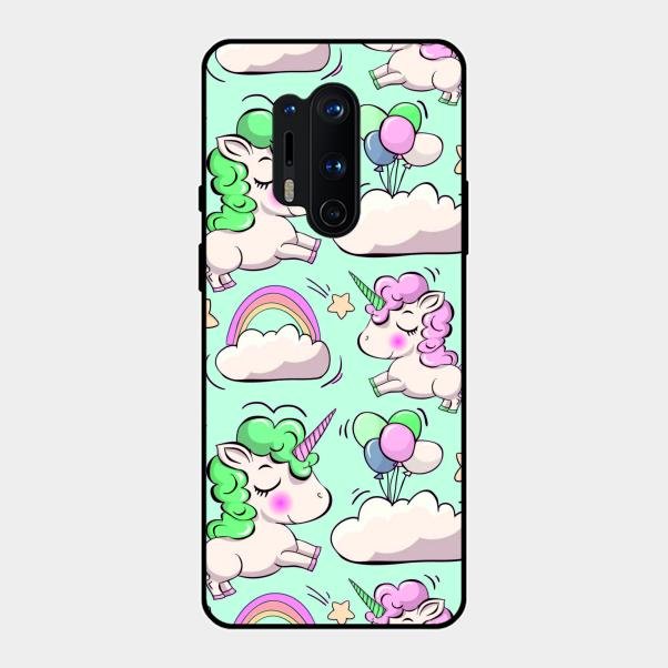 Unicorn Print Glossy Metal Case Cover For Oneplus 8 Pro
