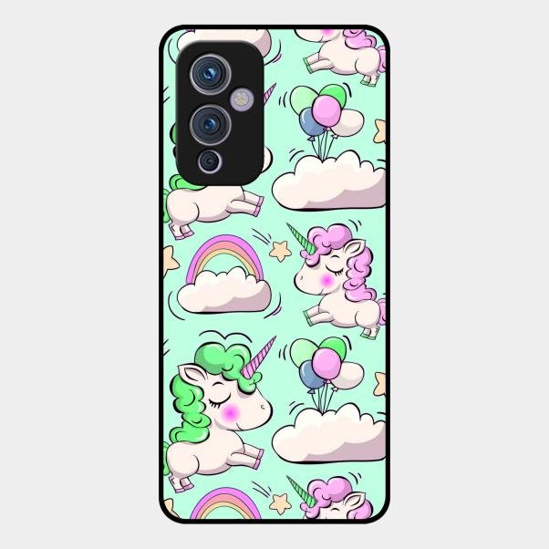 Unicorn Print Glossy Metal Case Cover For Oneplus 9 5G