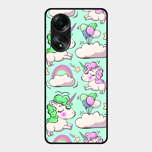 Unicorn Print Glossy Metal Case Cover For Oppo A58
