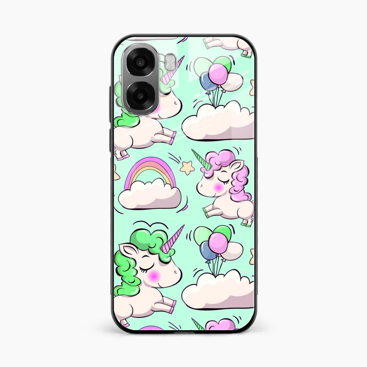 Unicorn Print Glossy Metal Case Cover For Oppo A6X 5G