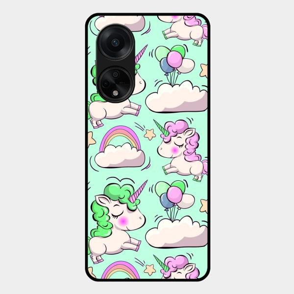Unicorn Print Glossy Metal Case Cover For Oppo F23 5G