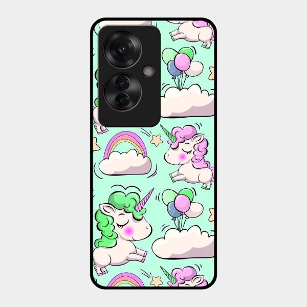 Unicorn Print Glossy Metal Case Cover For Oppo F25 Pro 5G