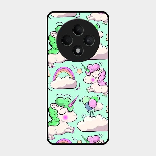 Unicorn Print Glossy Metal Case Cover For Oppo F27 5G
